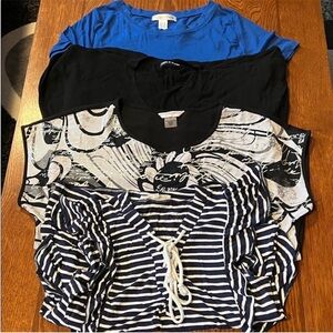 Assorted Women’s Size M Stylish Tops Lot - Black, Blue, White